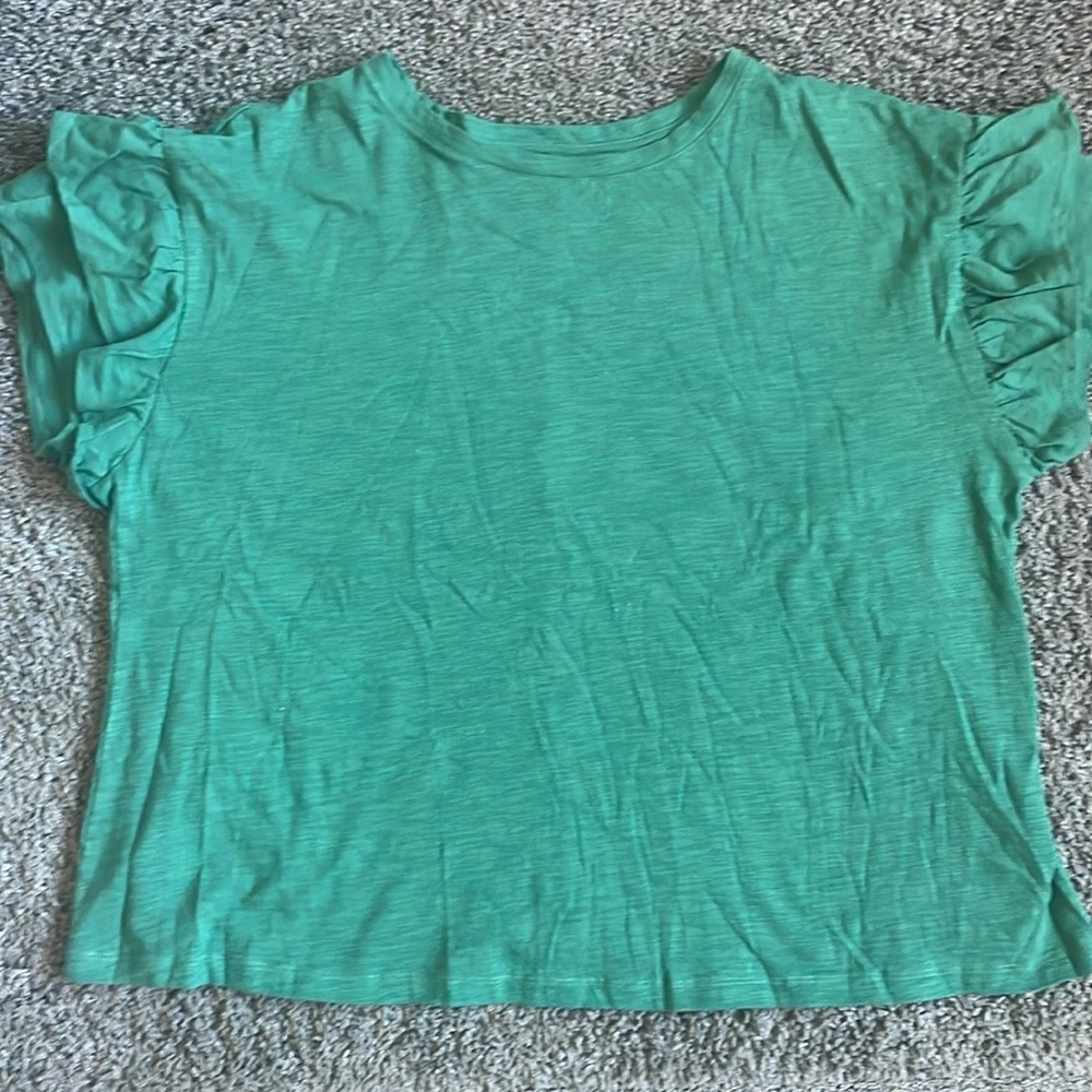 Lane Bryant - Green Short Ruffled Sleeve Top - 18/20